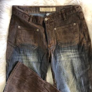 Ombré Suede & Denim Jeans